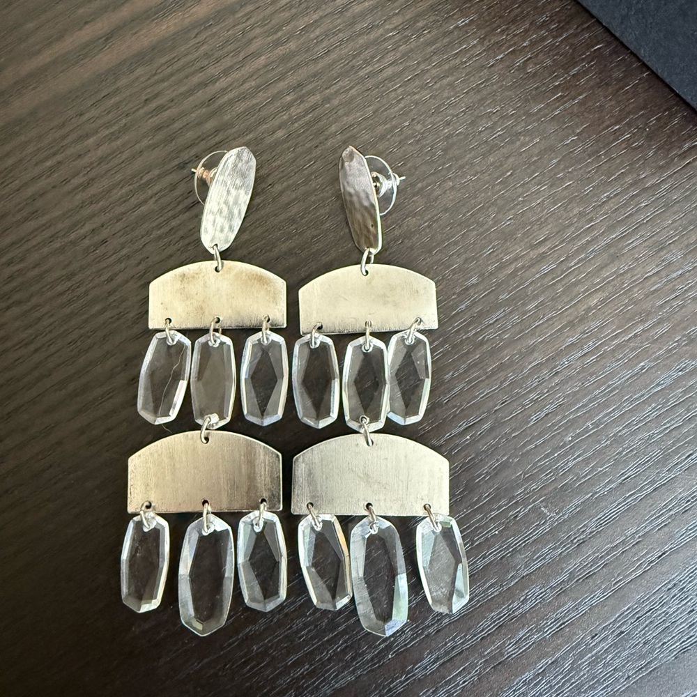 Kendra Scott Silver and Crystal Drop Earrings